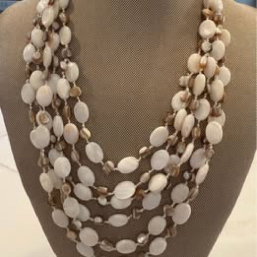 Handmade Cream Multi-Strand mother of pearl Necklace